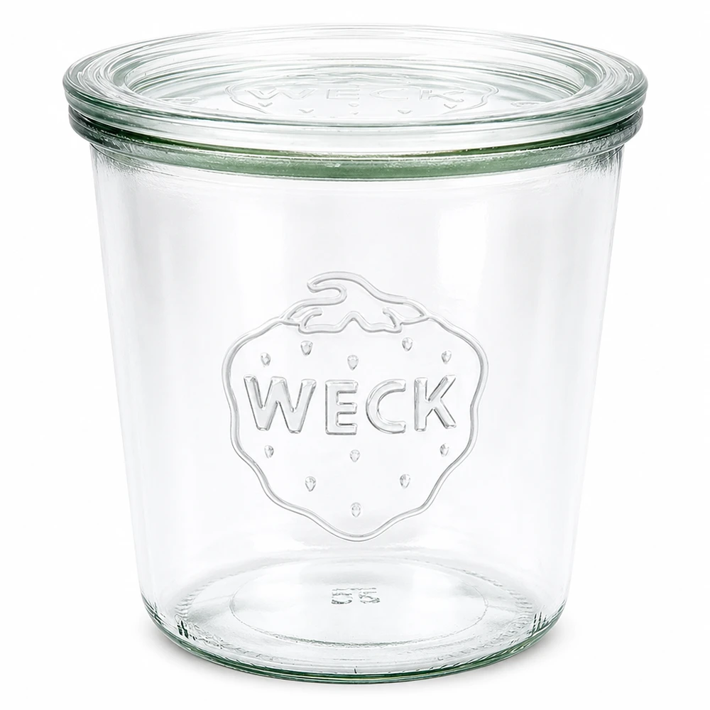 580 ml krukke med glaslåg WECK RR100 WECK 580 ml murerbalje med glaslåg RR100 Transparent murerbalje til konservering og opbevaring