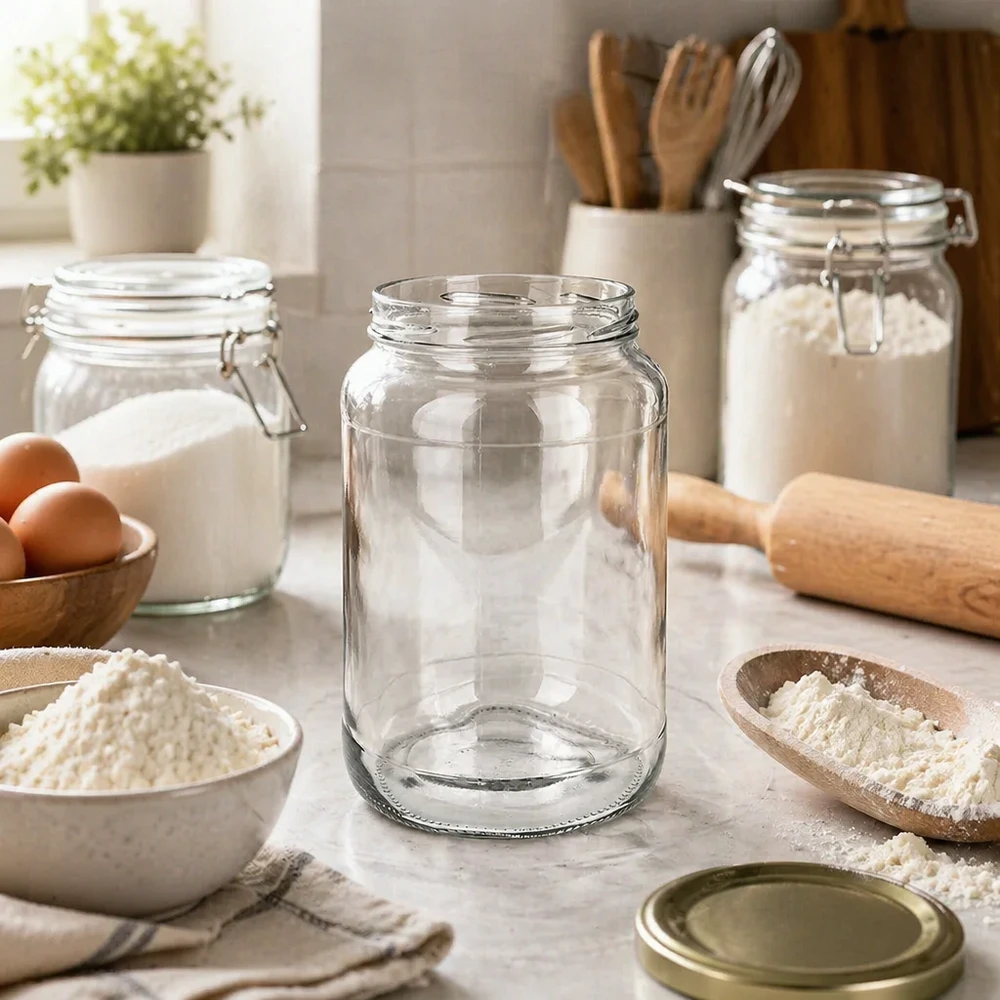 UNiTWIST Runda1700 - Briller med en kapacitet på 1700 ml TO100 UNiTWIST Runda1700 bægre 1700ml TO100 i moderne køkken til bagning med mel æg kagerulle køkkenredskaber