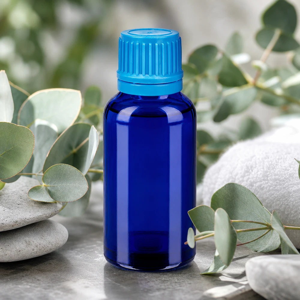 Elegant BlueLine-glasflaske 30 ml med rillet hætte til professionel produktpræsentation