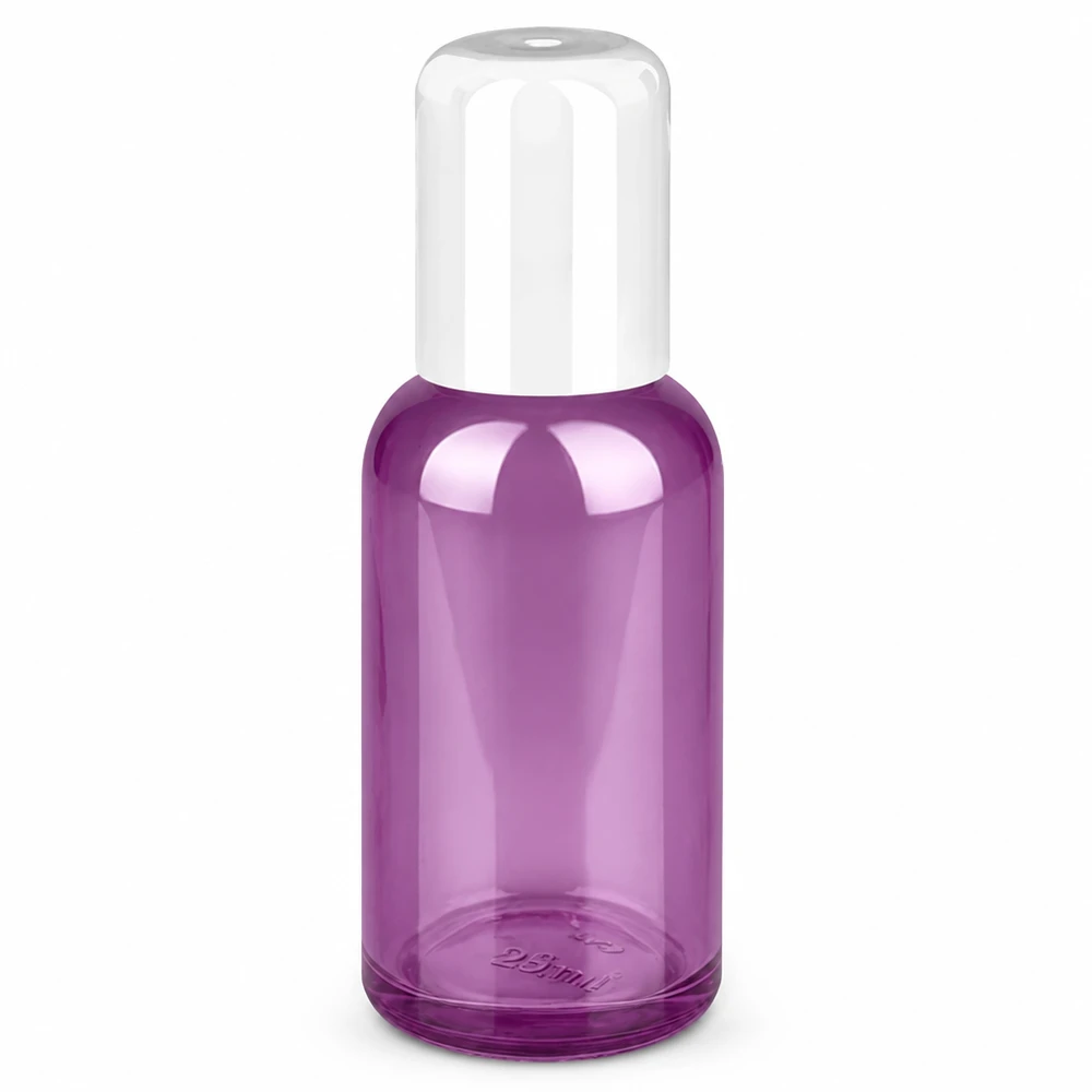 30 ml roll-on-flaske hvid standard PurpleLine UT18/30 30 ml roll-on-flaske i transparent violet med hvid hætte til kosmetik og parfume