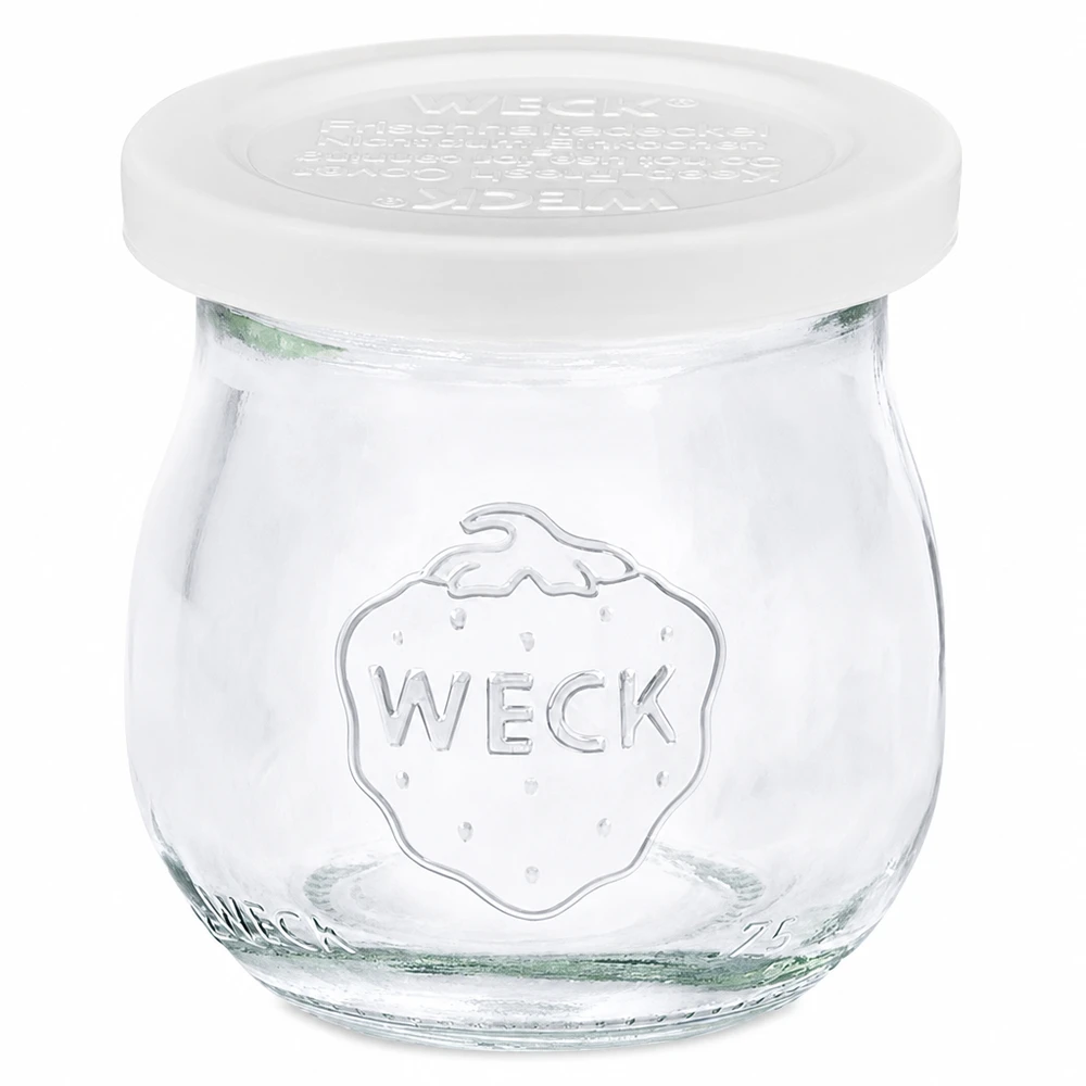 75 ml tulipankrukke med friskhedslåg WECK RR40 WECK tulipankrukke 75 ml med hvidt friskhedslåg RR40 Glaskrukke til syltetøj og konserves