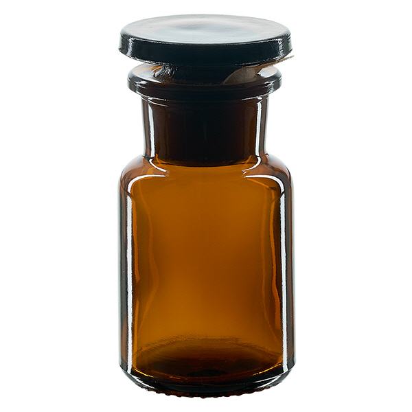 Rund skulderflaske 50 ml brun glasprop med bred hals