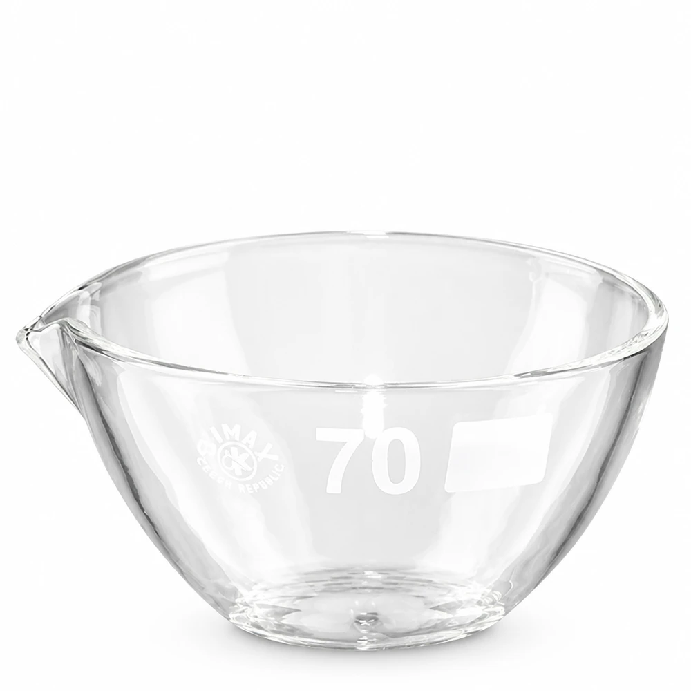 Dampbakke 60 ml med borosilikat-tud 60 ml fordampningsskål af borosilikatglas med praktisk tud til laboratoriebrug