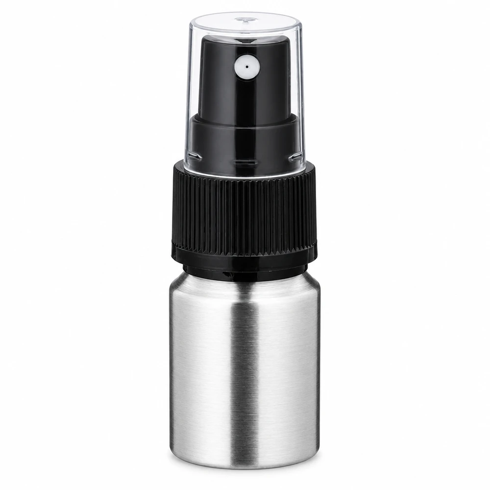 10 ml flaske i poleret aluminium med forstøver 10 ml aluminiumsflaske med spraypumpe - kompakt forstøverflaske af aluminium til parfume og kosmetik