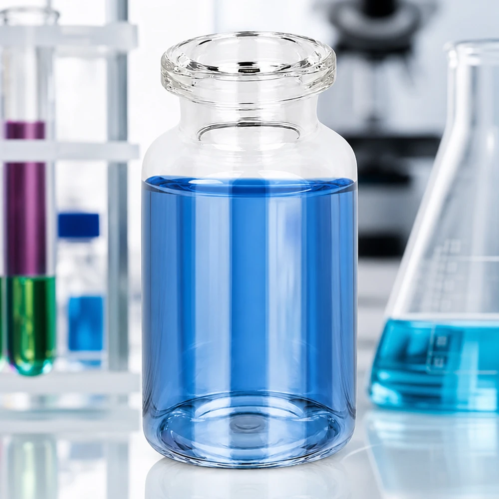 Injektionsflaske i klart glas 10 ml Sterilisierbare Injektionsflasche 10ml aus Klarglas mit großem Füllvolumen und engem Flaschenhals
