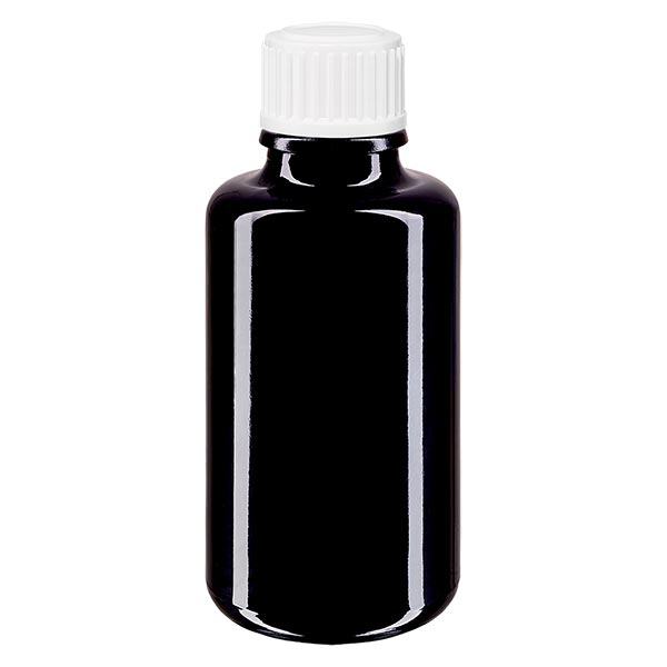 Apoteksflaske viol. 30ml skruelåg hvide kugler St Apoteksflaske viol. 30ml skruelåg hvide kugler St