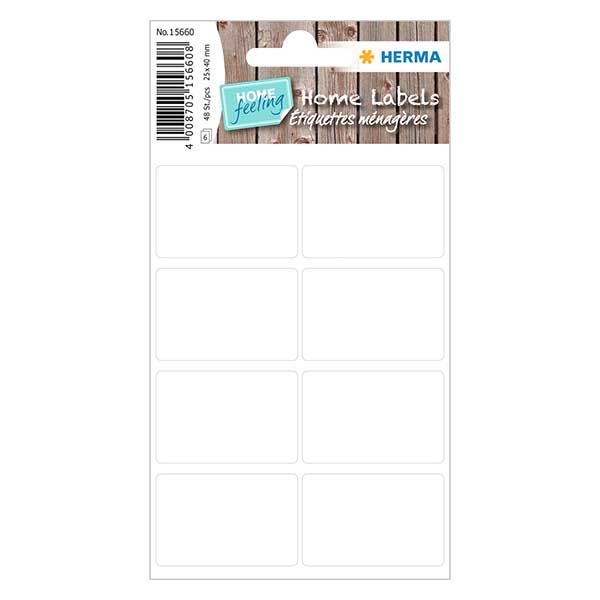 Universal labels hvid (48 klistermærker) 25x40mm | 6 ark = 48 papirklistermærker Universal labels hvid (48 klistermærker) 25x40mm | 6 ark = 48 papirklistermærker