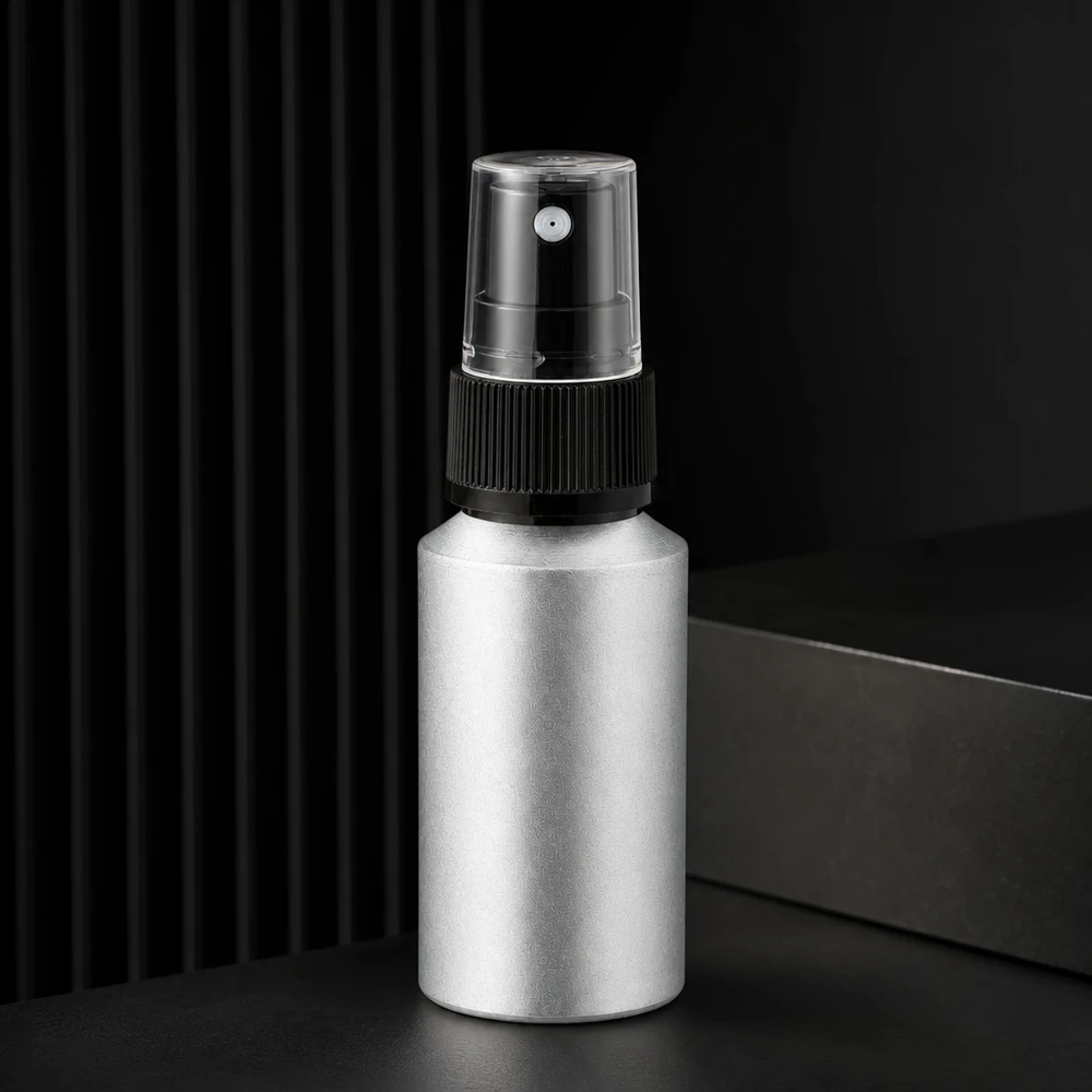 30 ml farvet aluminiumsflaske med forstøver Kompakt 30 ml aluminiumsflaske med gennemsigtigt sprayhoved til mobile anvendelser på farten