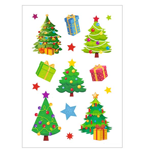 Klistermærker "Juletræ" (30 klistermærker med glitter) | 2 ark = 30 papirklistermærker. Klistermærker "Juletræ" (30 klistermærker med glitter) | 2 ark = 30 papirklistermærker.