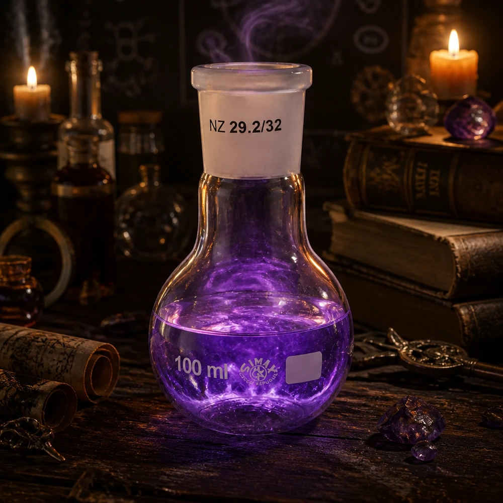 100 ml kolbe med standard slebet led (29/32) 100 ml kolbe af høj kvalitet med hvid slibet glasprop NS 29/32 til kemiske eksperimenter