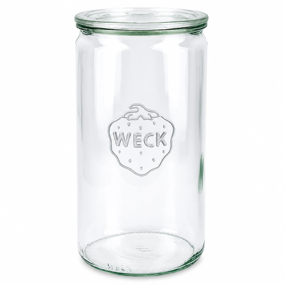 WECK cylinderkrukke 1590 ml med glaslåg RR100 konserveringskrukke gennemsigtig tom opbevaringskrukke konserveringskrukke