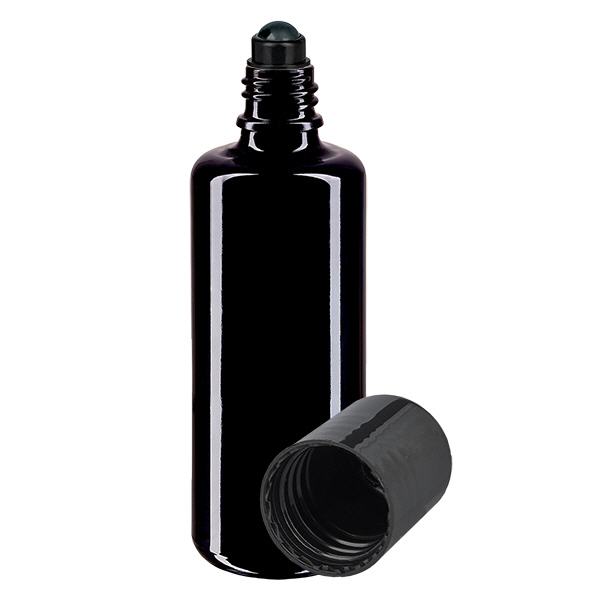 Apoteksflaske viol. 50ml roll-on hætte sort Apoteksflaske viol. 50ml roll-on hætte sort