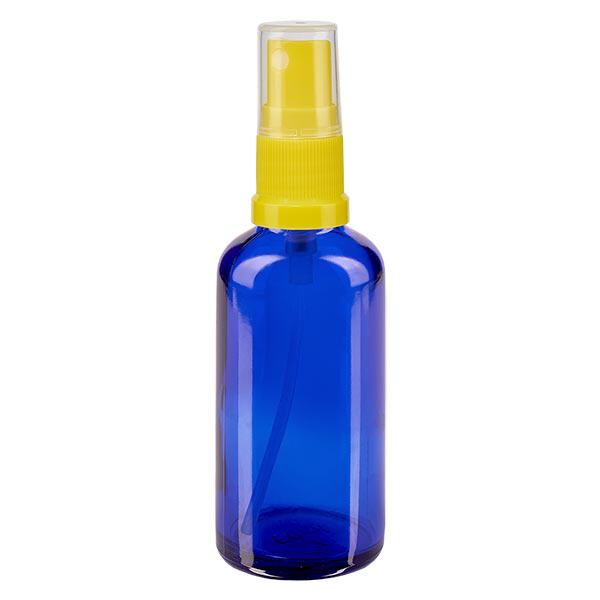 Apotekerflaske blå 50 ml spraytilbehør gul Apotekerflaske blå 50 ml spraytilbehør gul