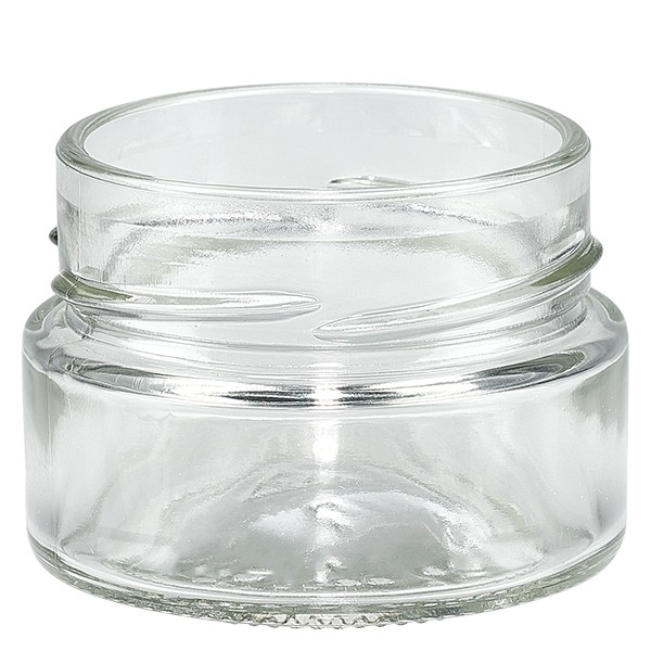 Glaskrukke 80 ml klar, uden låg, gevind TO58deep Glaskrukke 80 ml klar, uden låg, gevind TO58deep