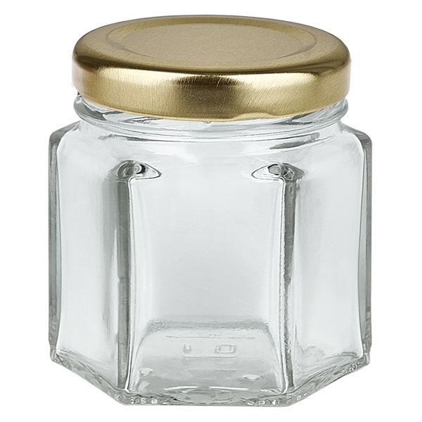 47 ml hexa-krukke med BasicSeal-låg i guld UNiTWIST