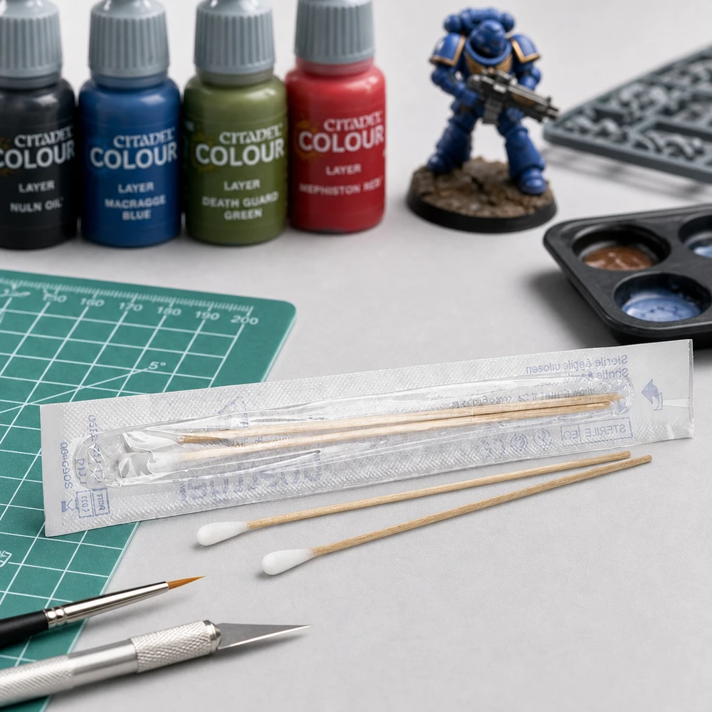 Vatpinde STERIL (2 stk.) Sterile vatpinde til at male miniaturer med, sammen med Citadel Colour-farver og pensler