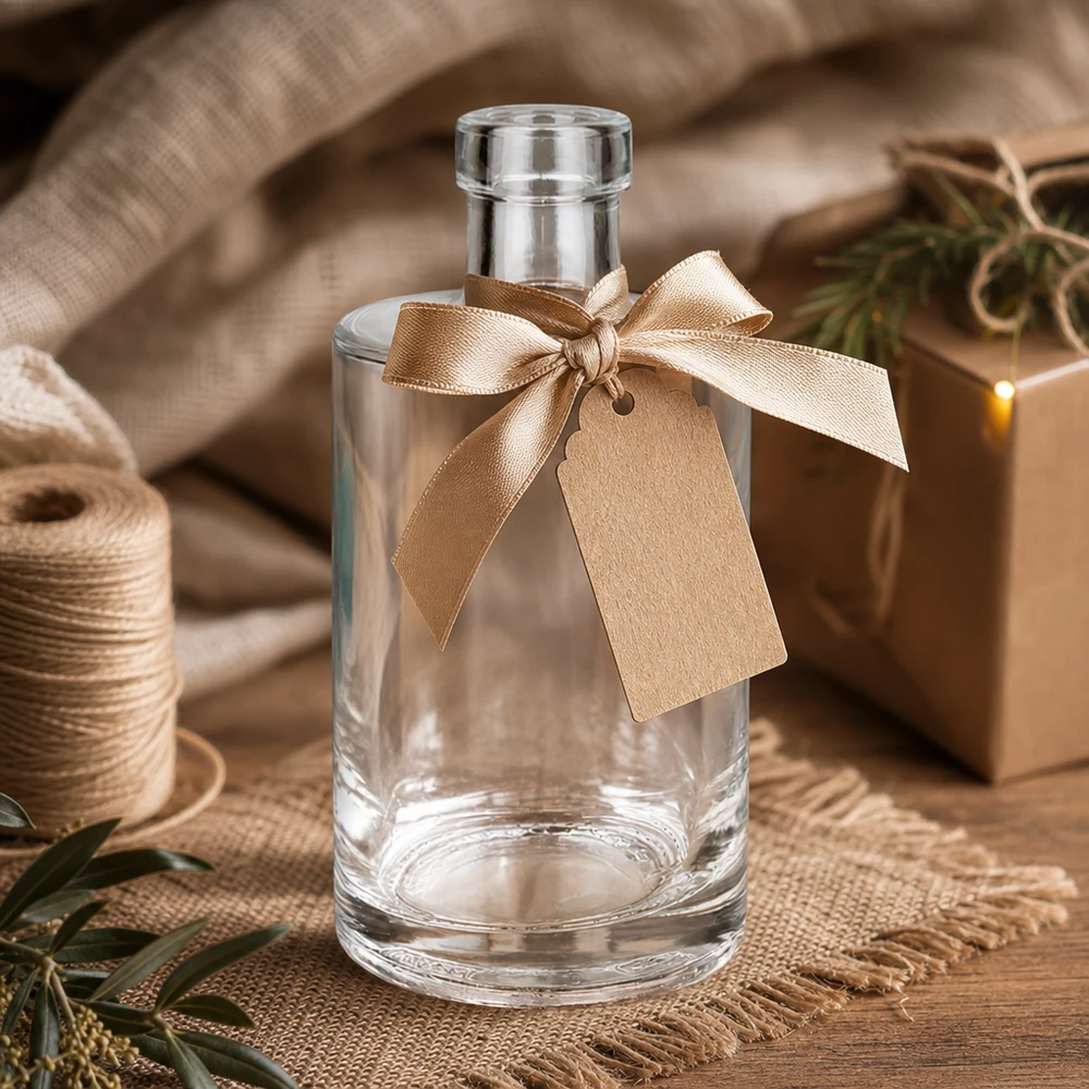 350 ml glasflaske Marie uden lukning UNiTWIST® 350 ml glasflaske Marie med gylden sløjfe og gavemærke rustik gaveemballage Billede 10 af 10