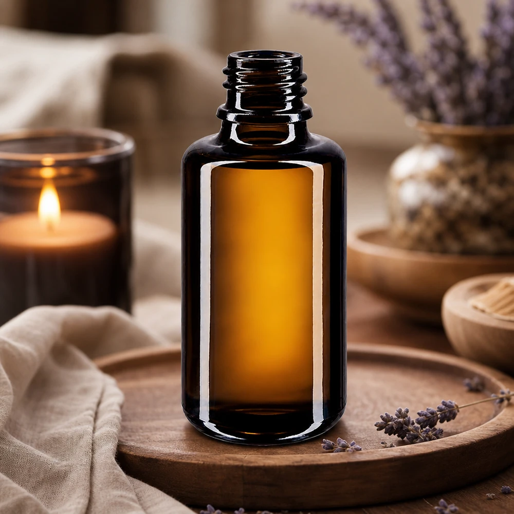 Violet glasflaske 30 ml DIN 18 (Mironglas) Orion 30 ml violet glasdråbeflaske med praktisk dråbehætte til nem påføring