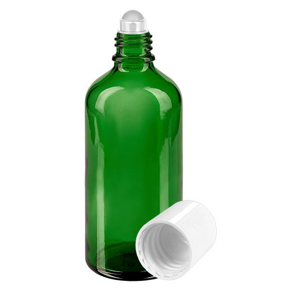 Apoteksflaske grøn 100 ml roll-on hætte hvid Apoteksflaske grøn 100 ml roll-on hætte hvid