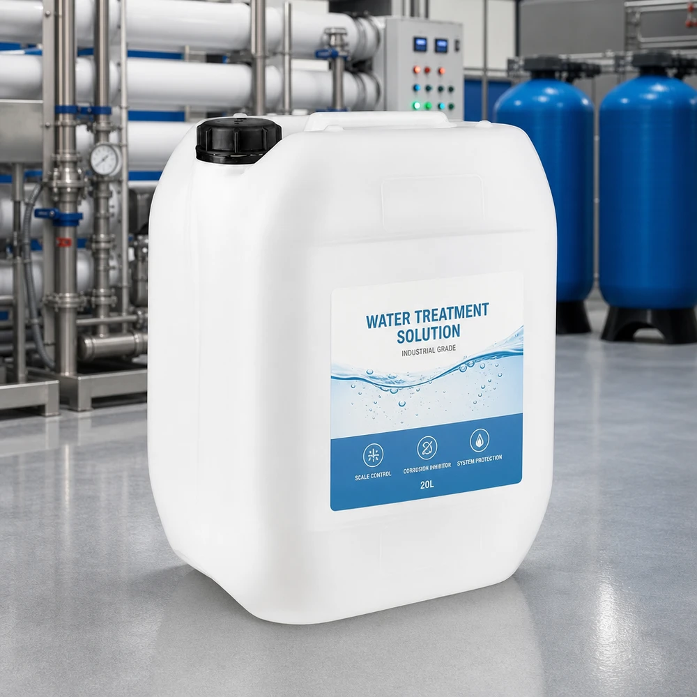 Vandbehandlingsløsning i industriel kvalitet i en 10 liters hvid dunk med original lukning