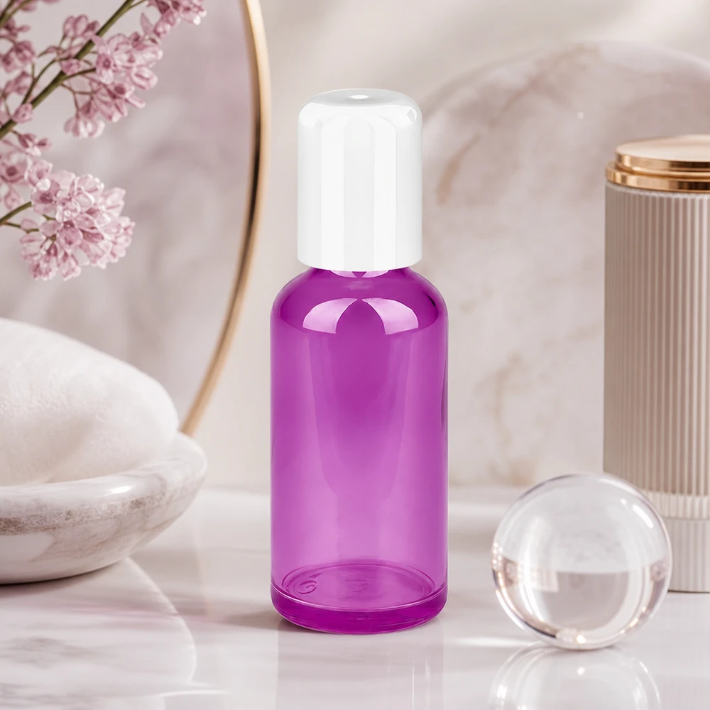 50 ml roll-on-flaske hvid Standard PurpleLine UT18/50 50 ml kosmetikflaske med roll-on-applikator hvid STD-hætte til præcis påføring