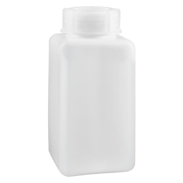 Kemikalieflaske 1500 ml, bred hals fremstillet af PE-HD, naturfarvet