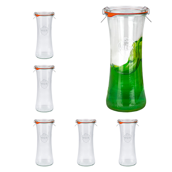 Sæt med 6 Weck-krukker 700 ml delikatessekrukke med glaslåg Sæt med 6 Weck-krukker 700 ml delikatessekrukke med glaslåg