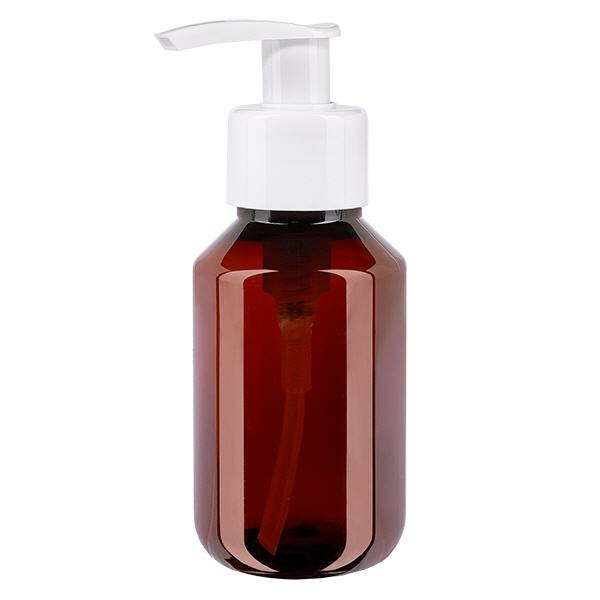 PET-flaske 100 ml med dispenserpumpe hvid PET-flaske 100 ml med dispenserpumpe hvid