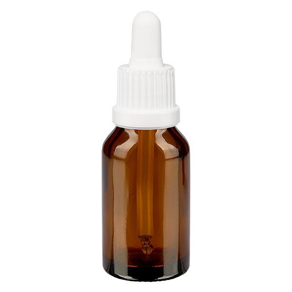 Apoteksflaske brun 30 ml pipette hvid OV Apoteksflaske brun 30 ml pipette hvid OV