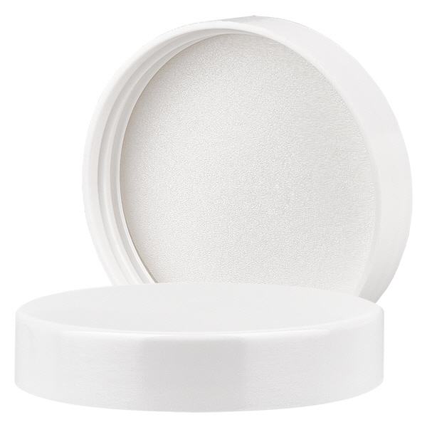 Bakelit skruelåg hvid, gevind 51mm/R3 ApoGlas. Farmaceutisk kvalitet fra EU-produktion. Til f.eks. 60 ml glaskrukker (art. 103274, 103282).
