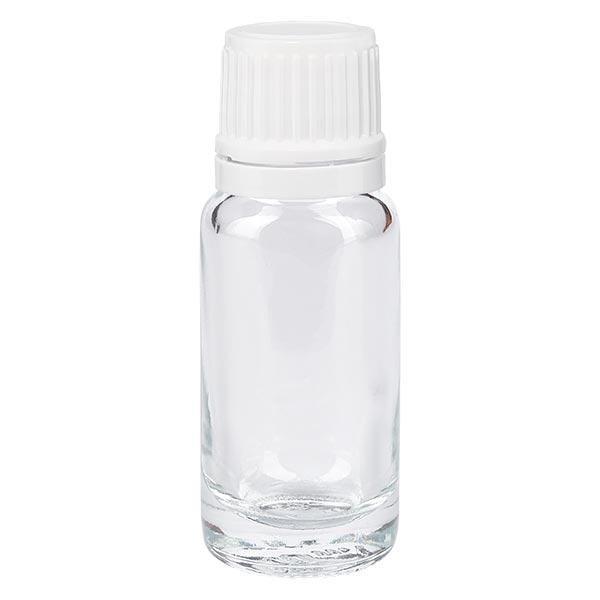 Apoteksflaske klar 10 ml skruelåg hvid OV Apoteksflaske klar 10 ml skruelåg hvid OV