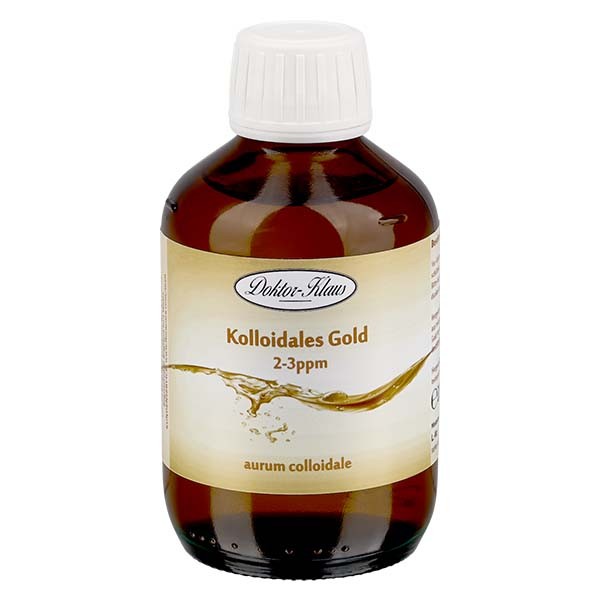 200 ml kolloidt guld Doktor-Klaus, 2-3 ppm, ravfarvet glasflaske med tamper-evident lukning