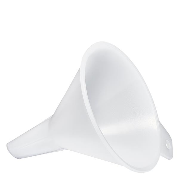 Tragt, fremstillet af PE-HD. Udløbsåbningens diameter er 10 mm.