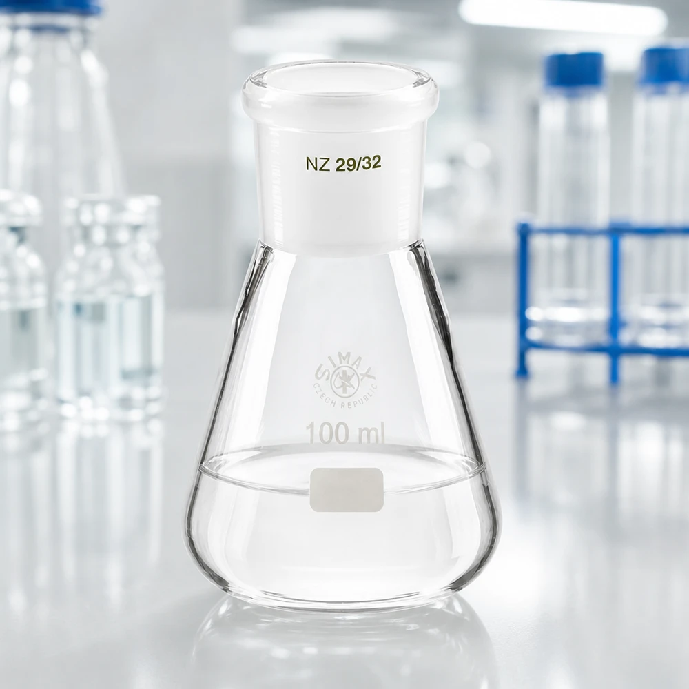 Erlenmeyer-kolbe 100 ml med standard slebet led (29/32) Erlenmeyer-kolbe 100 ml med standard slebet led (29/32)