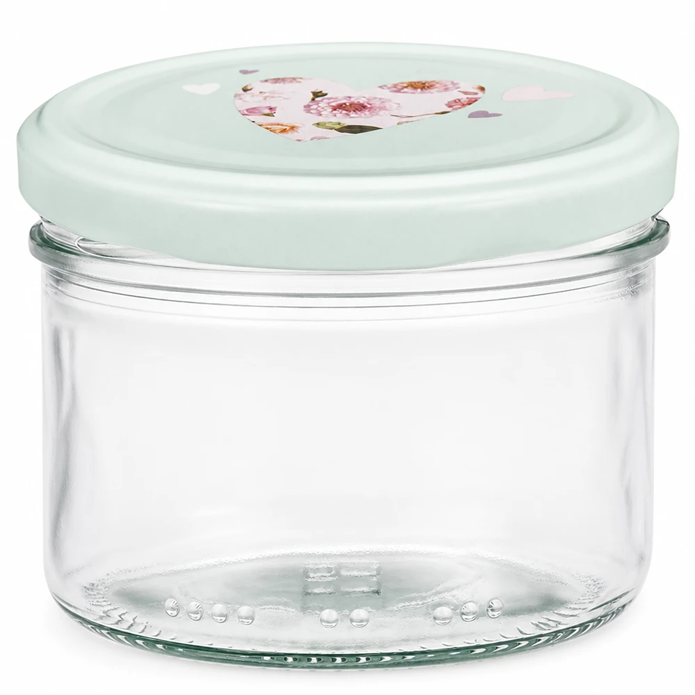 230 ml cylinderglas + BasicSeal låg hjerte mint 230ml Zylinderglas mit mint BasicSeal Deckel in Herzdesign für Küche und Vorratshaltung von Glas-Fabrik.de