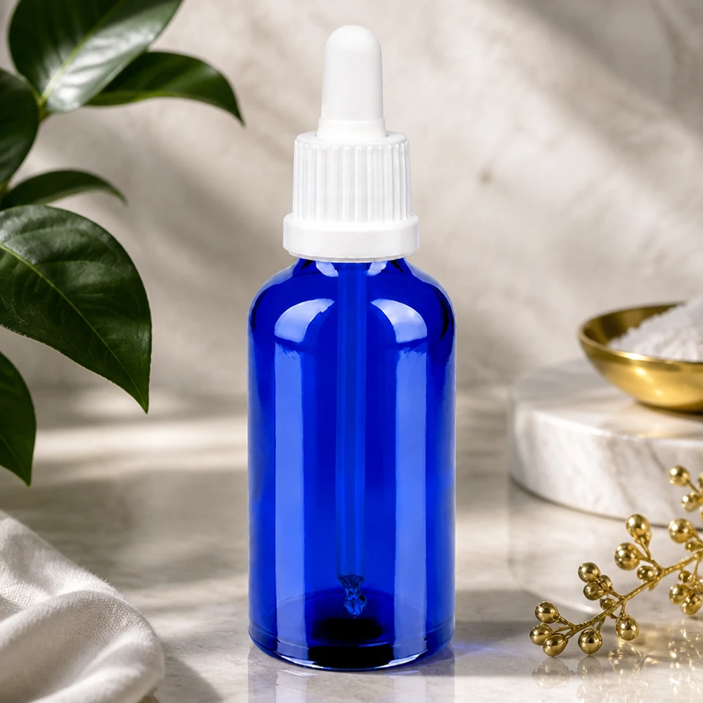 50 ml pipetteflaske hvid OV BlueLine UT18/50 50 ml pipetteflaske i høj kvalitet i koboltblå OV BlueLine UT18/50 til apoteker og laboratorier