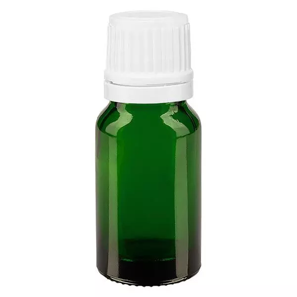Apoteksflaske grøn 10ml dryp v. 1,2 mm hvid OV Apoteksflaske grøn 10ml dryp v. 1,2 mm hvid OV