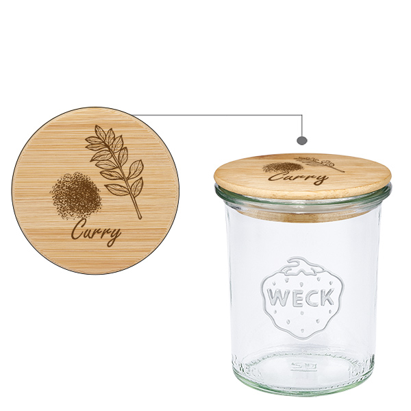 Træcover "Curry" med glas WECK 160ml Træcover "Curry" med glas WECK 160ml