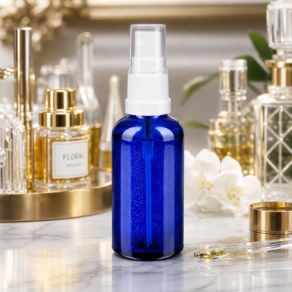 Premium 50 ml glasflaske med ergonomisk sprayhoved til jævn fordeling af serum
