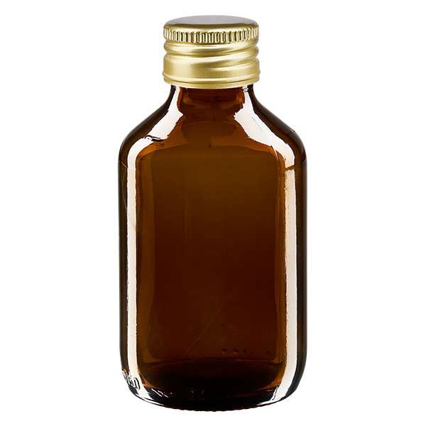 150 ml medicinflaske, brun, med ApoGlas-hætte i guldaluminium. Farmaceutisk kvalitet fra EU-produktion. 28 mm (PP28) gevind. (sirup, lys glasflaske) 150 ml medicinflaske, brun, med ApoGlas-hætte i guldaluminium. Farmaceutisk kvalitet fra EU-produktion. 28 mm (PP28) gevind. (sirup, lys glasflaske)