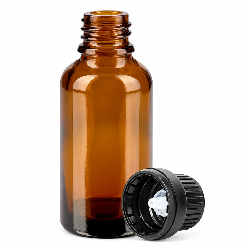 30 ml dråbeflaske 2 mm sort OV BrownLine UT18/30 Brun dråbeflaske 30 ml med præcis 2 mm tud til nøjagtig dosering af væsker