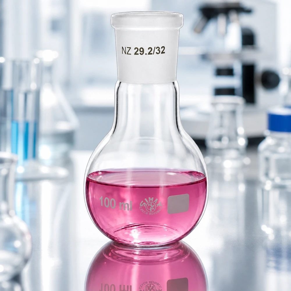 100 ml kolbe med standard slebet led (29/32) Præcisionskolbe på 100 ml med standardiseret 29/32 slebet led til professionelt laboratoriearbejde