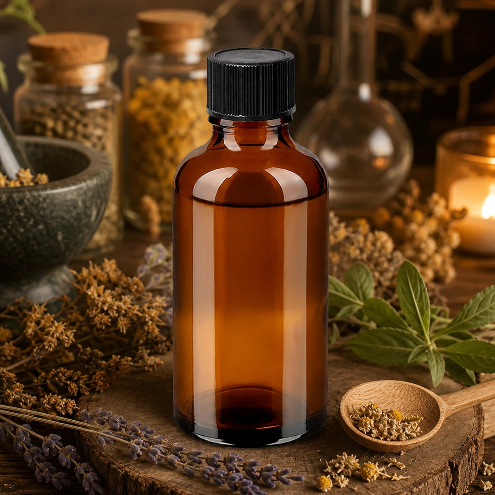 50 ml dråbeflaske 1 mm sort STD BrownLine UT18/50 50 ml dråbeflaske af høj kvalitet lavet af UV-beskyttende ravfarvet glas med præcis 1 mm åbning