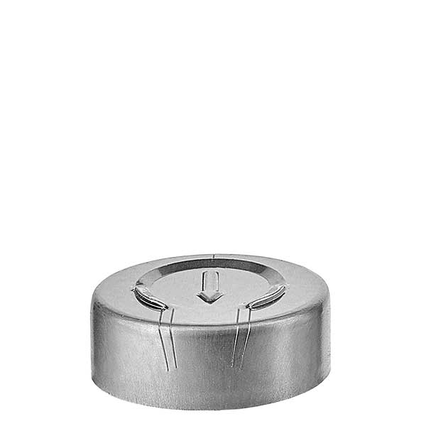 Flare cap 20,25 x 7,4 mm med fuld afrivning, sølv