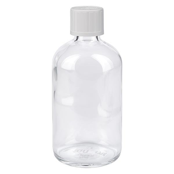 Apoteksflaske klar 100 ml dråbetæller hvid KiSi St Apoteksflaske klar 100 ml dråbetæller hvid KiSi St