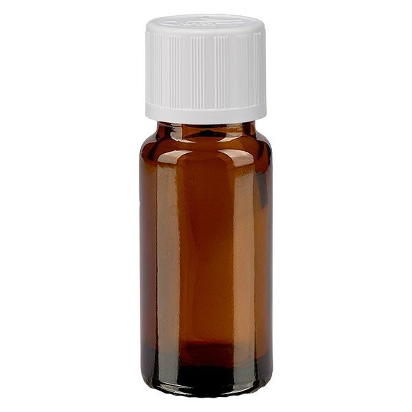 Apoteksflaske brun 10ml skruelåg hvid KiSi St Apoteksflaske brun 10ml skruelåg hvid KiSi St