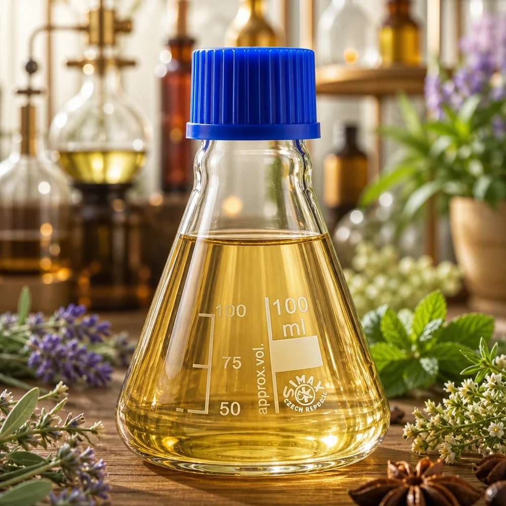 Erlenmeyer-kolbe 100 ml med skruelåg Erlenmeyer-kolbe 100 ml af høj kvalitet i borosilikatglas med sikkert blåt skruelåg