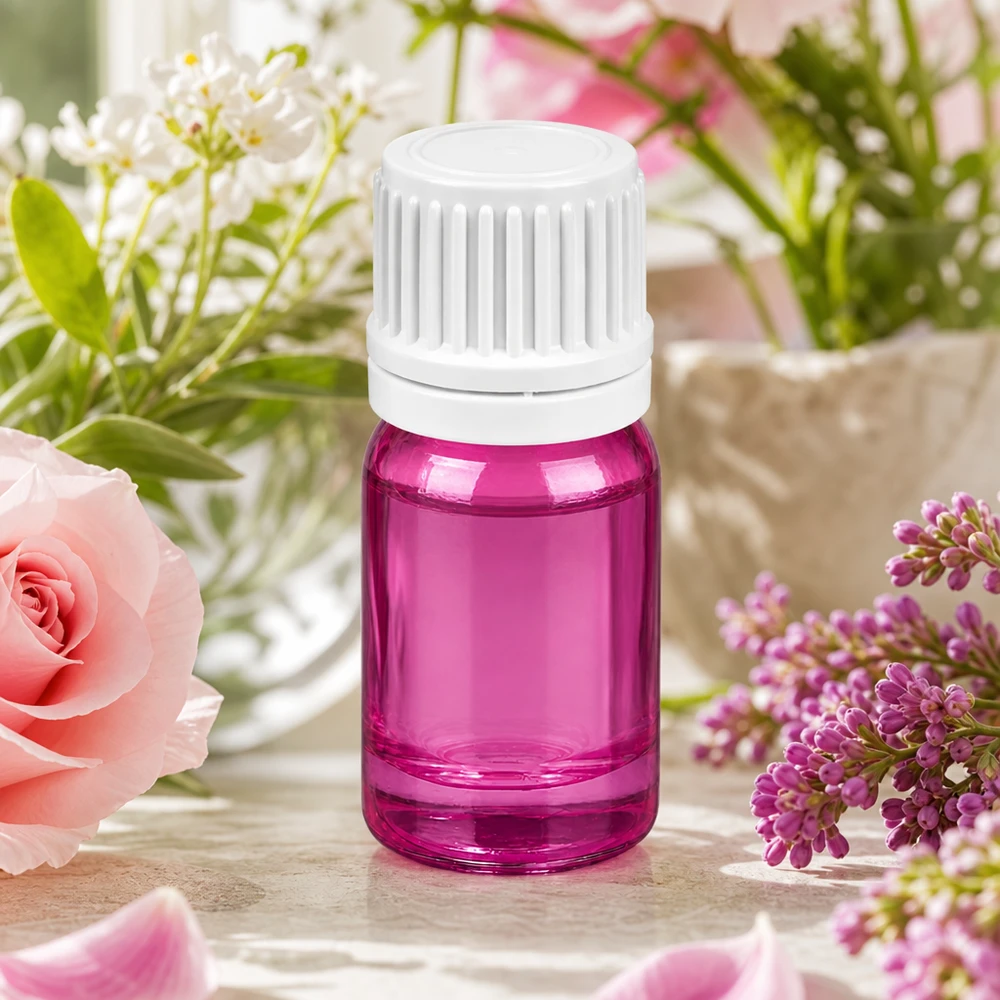 5 ml dråbeflaske 0,7 mm hvid Originality skruelåg PurpleLine UT18/5 5 ml dråbeflaske med 0,7 mm doseringsåbning til præcis dråbedispensering i lilla design