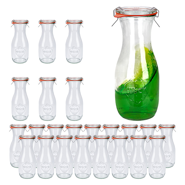 Sæt med 24 Weck-krukker 530 ml juiceflaske med 24 glaslåg Sæt med 24 Weck-krukker 530 ml juiceflaske med 24 glaslåg