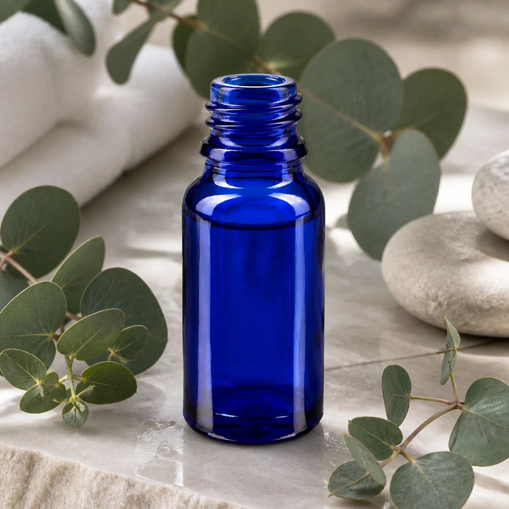 Dropperflaske 10ml DIN 18 BLÅT GLAS 10 ml apoteksflaske i dyb blå farve, ideel til lysfølsomme stoffer og tinkturer